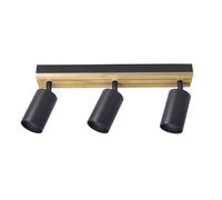 Regleta waikato 3xgu10 negro/madera orientable 16,5x38x5,5cm