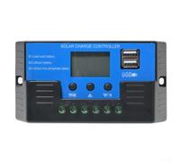 Regulador de carga solar 12 V/24 V 10 A/20 A/30 A con pantalla LCD, control de luz y temporizador, detección automática de voltaje para baterías de ácido/litio/fosfato ferroso, protección contra