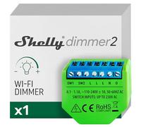 Shelly Dimmer 2, Módulo Regulador de Luz W-Fi, Atenuador Inalámbrico, No necesita neutro, LED 10-220W, incandescentes/Halógenas 1-220W Compatible con Alexa & Google Home, iOS Android App