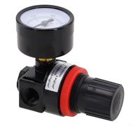 Regulador de presión de aire comprimido para compresor con manómetro 1/4 pulgada NPT conector ajustable 0.5 a 8.5 kgf/cm² para aleación robusta soporte de montaje de plástico negro industrial