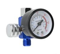 Regulador de presión neumático G1/4 Válvula de control de compresor de aire para máquina de pintura en aerosol 0-180 PSI Cuerpo de metal de calibre ajustable (A)
