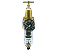 Regulador de presión para filtros, serie BR estándar, conexión G3/8" (DN6), presión máxima de funcionamiento 30 bar, recipiente de plástico, con válvula de desagüe