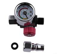 Regulador de válvula de aire de 1/4 pulgadas con manómetro y boquilla para pintura en aerosol, herramienta de control de presión de cola ajustable para mini sistemas de compresor de aire