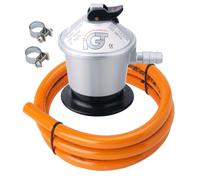 Regulador Gas Butano con Valvula de Seguridad con Manguera de 1,5 Metros y abrazaderas Tubo Propano Kit qbak