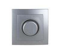 Regulador luminoso empotrable, acabado en plata, serie 8000, ajustable para controlar la intensidad de luz en espacios interiores.