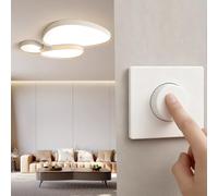 Regulador para lámparas LED de 5-300W, Regulador Giratorio Regulable, Interruptor regulador de 220-240V para lámparas LED Regulables, lámparas incandescentes y halógenas, Incl. Placa Cubierta Blanca