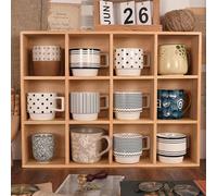 REHOOF Expositor para Tazas De Pared,Vitrina Expositora para Colecciones,Organizador De Artículos,Estante De Pared De Madera,Robusto para Tazas De Té,Vasos De Licor Y Tazas De Café A,39.5 * 29.5cm