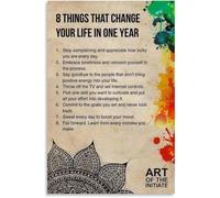 REIUAFWYGV 8 Life Changing Habits in One Year Habit and Mindset Shifts Poster Canvas Art for Bedroom Living Room Home Decor(Framed,16x24inch(40x60cm))