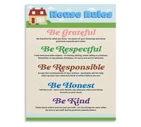 REIUAFWYGV Home Decor Family Values Poster Behavior Sign for Inspirational Grateful Honest Kind(Framed,16x24inch(40x60cm))