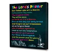 REIUAFWYGV The Lords Prayer Canvas Bible Verses Wall-Art Ready to Hang for Nursery Classroom Bedroom Inspirational Decor(Framed,12x18inch(30x45cm))
