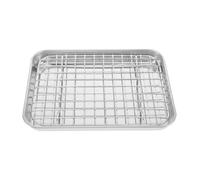 Rejilla de Acero Inoxidable Bandeja para Hornear 26,5x20,5 CM | Plata, Filtrado de Aceite y Resistencia al Óxido, Uso Diario en Cocina Doméstica, Formato Cuadrado
