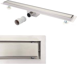 Rejilla de ducha HWC-D94d, desagüe de suelo, canal de desagüe para ducha, acero inoxidable, sifón de 50-120 cm 110 cm