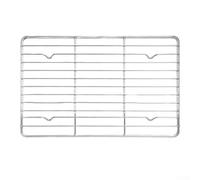 Rejilla de enfriamiento de acero inoxidable para carnes a la parrilla, galletas, pasteles, verduras asadas, rejilla de doble propósito para hornear barbacoa, plata, 23 x 16,5 x 1 cm, fácil de limpiar