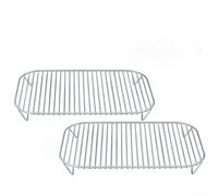 Rejilla de parrilla de doble capa resistente, rejilla plegable de acero inoxidable para pescado, carne y verduras, accesorio de cocina para camping y jardín (paquete de 2)