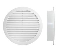 Rejilla de Ventilación con Mosquitera, Rejilla de Aireación de Plástico, Rejilla de Expulsión de Aire, Color Blanco, Fabricado en Italia (Redondo Ø100mm H25mm Agujero 80mm)