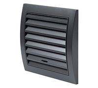 Rejilla de ventilación de 150 x 150 mm, color antracita, con control deslizante y protección contra insectos, ABS con cerradura
