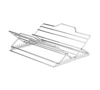 Rejilla en V ajustable para asar pavo y pollo, acero inoxidable con 7 posiciones para horno y parrilla, diseño plegable para aves de corral grandes, color plateado