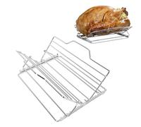 Rejilla para asar para sartén de 9x13 pulgadas, rejilla ajustable para pavo | Rejilla para cocinar de acero al carbono, rejilla para parrilla de pollo y pavo, apta para horno, ahumador y parrilla