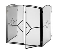 Relaxdays Rejilla cortafuegos 3 piezas con puerta negro