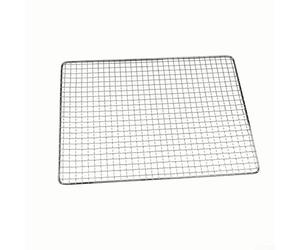 Rejilla rectangular para barbacoa, 50 x 35 cm, alambre de acero galvanizado para superficie para cocinar al aire libre pescado, carne, verduras, portátil, fácil de limpiar, plateado (50 x 35 cm)