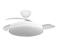 RELAMPAGO - Ventilador Relampago Motor DC Ultrasilencioso 60w Blanco 3 aspas desplegables 107d 6980lm 3000-4000-6000k LED Regulable Remoto Temporizador Memoria y Cuerpo Metalico - Fabrilamp 2026