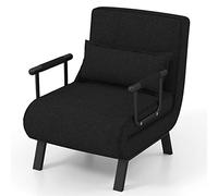 RELAX4LIFE 4 en 1 Sillón Relax Reclinable en 6 Posiciones 0-85°, Sofá Cama Plegable con Patas Ocultas y Cojín, Sillón Cama de 1 Plaza para Salón, Dormitorio y Oficina, Carga 150kg (Negro)