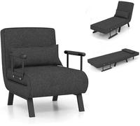 RELAX4LIFE 4 en 1 Sillón Relax Reclinable en 6 Posiciones 0-85°, Sofá Cama Plegable con Patas Ocultas y Cojín, Sillón Cama de 1 Plaza para Salón, Dormitorio y Oficina, Carga 150kg (Negro)