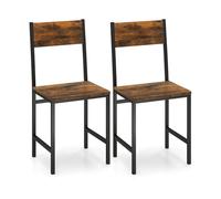 RELAX4LIFE Juego de 2 Sillas de Comedor, Silla de Cocina con Respaldo y Patas de Metal, Sillas Cocina de Estilo Industrial para Comedor, Cocina, Sala de Estar, Oficina, Carga 150 kg, Marrón + Negro