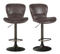 RELAX4LIFE Juego de 2 Taburetes de Bar Giratorios de Altura Ajustable, Taburetes Altos de Cocina con Respaldo, Estructura Metal y Reposapiés, Taburetes Altos para Bar, Cocina, Pub Y Cafetería, Retro