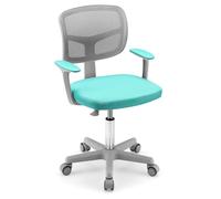 RELAX4LIFE Silla Escritorio Infantil con Altura Ajustable 40-54cm/5 Ruedas Universales, Silla Escritorio Giratoria con Respaldo y Reposabrazos Ergonómicos para Niños 3-1Años, Carga 150kg (Turquesa)