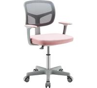 RELAX4LIFE Silla Escritorio Infantil con Altura Ajustable 40-54cm y 5 Ruedas Universales, Silla Escritorio Giratoria con Respaldo y Reposabrazos Ergonómicos para Niños 3-10 Años, Carga 150kg (Rosa)