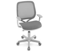 RELAX4LIFE Silla Escritorio Niña Giratoria 360° con Altura Ajustable, Ruedas Bloqueables, Respaldo y Reposabrazos Ergonómicos para Niños 3-10 Años, Silla Infantil para Dormitorio y Estudio (Gris)