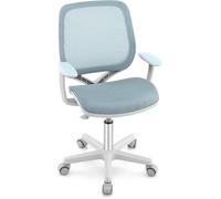 RELAX4LIFE Silla Escritorio Niña Giratoria 360° con Altura Ajustable, Ruedas Bloqueables, Respaldo y Reposabrazos Ergonómicos para Niños 3-10 Años, Silla Infantil para Dormitorio y Estudio (Azul)