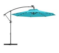 RELAX4LIFE Sombrilla de jardín de 300 cm, sombrilla parasol con luces LED, inclinación ajustable, sombrilla de exterior para patio, patio, restaurante o bar, azul turquesa
