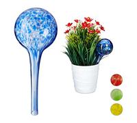 Relaxdays Set de dos globos de riego para plantas azul,transparente