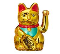 Relaxdays 10 Maneki neko 16 cm oro,rojo,turquesa