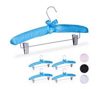 Relaxdays 10 Perchas forradas de raso con pinzas azul claro,plata