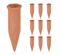 Relaxdays 10 Picos Riego Plantas, Cono Regador, Autorriego con Botellas 1,5 L, Arcilla, Macetas y Jardineras, Terracota