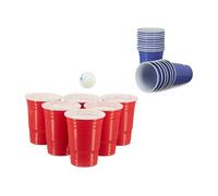 Relaxdays 100 vasos Beer Pong blanco,azul,rojo