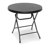 Relaxdays 10020057_427-Mesa Redonda Plegable para el jardín, Negro, 80 x 80 x 74 cm