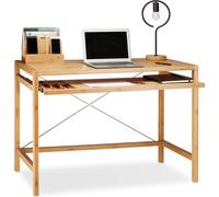 Relaxdays Escritorio con soporte para el teclado marrón claro,negro