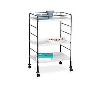 Relaxdays 10020476 49 Carrito para Cocina, Multiusos y Multi Función, 3 estantes, Personalizable, Multiusos y Versatile, 32 x 47 x 72 cm, Blanco