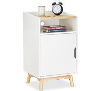 Relaxdays 10021837, Mesita de noche, Blanco, Madera, MDF, Pino, 10 kg, 430 mm, 400 mm