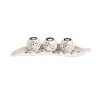 Relaxdays Portavelas con set de velas y arena blanco,crema,gris