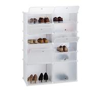 Relaxdays 10024523_49 Zapatero Modular Con 12 Compartimentos, 125 x 94 x 37 cm, Blanco