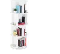 Relaxdays Estantería giratoria con doce estantes blanco
