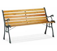 Relaxdays Banco Jardín y Terraza de 2 Plazas, Madera y Hierro Fundido, Marrón, 73,5 x 126 x 52,5 cm