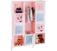 Relaxdays Estantería infantil de 12 compartimentos blanco,azul claro,rosa