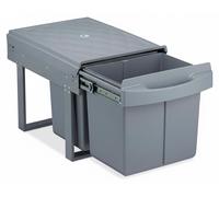 Relaxdays Cubo de Basura 2 Compartimentos, Papelera Cocina Extraíble Bajo Fregadero, 2X 15 L, 34,6 x 34 x 51,8 cm, Gris