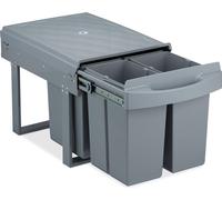 Relaxdays Cubo de basura cuádruple gris deluxe gris